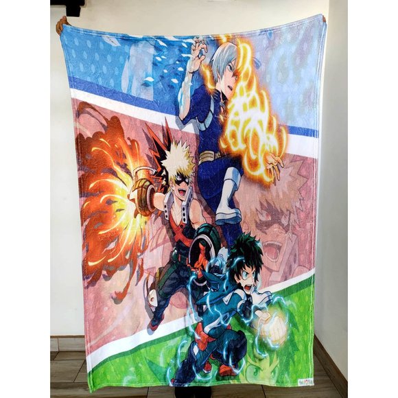 NEW anime my hero academia DEKU TODOROKI BAKUGO lightweight throw blanket - Picture 1 of 3